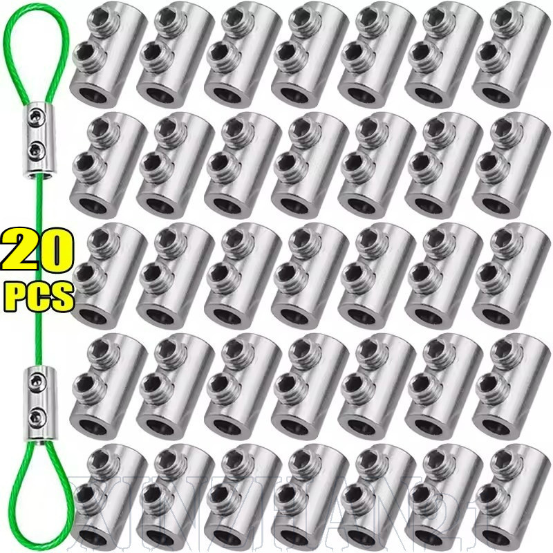 5/20pcs Braçadeiras De Corda De Fio De Aço-Prendedor De Hardware Ajustável-Braçadeira De Cabo De Suspensão De Furo Duplo em Oferta na Shopee