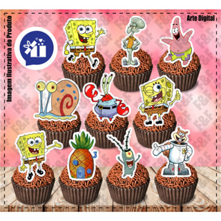 60 Tags para Doces tema BOB ESPONJA em Oferta na Shopee