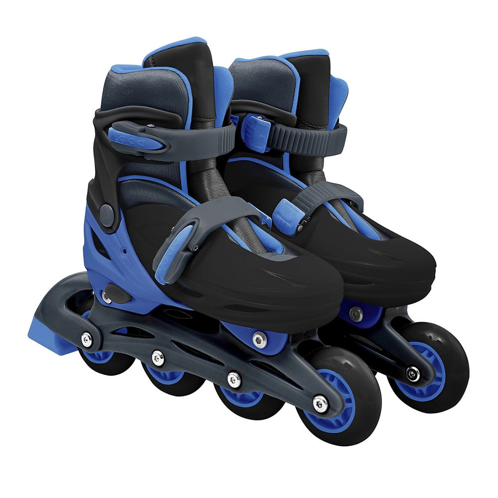 Patins In Line Le Preto e Azul Ajustável com Mochila 32 a 35 - Sports & Outdoors