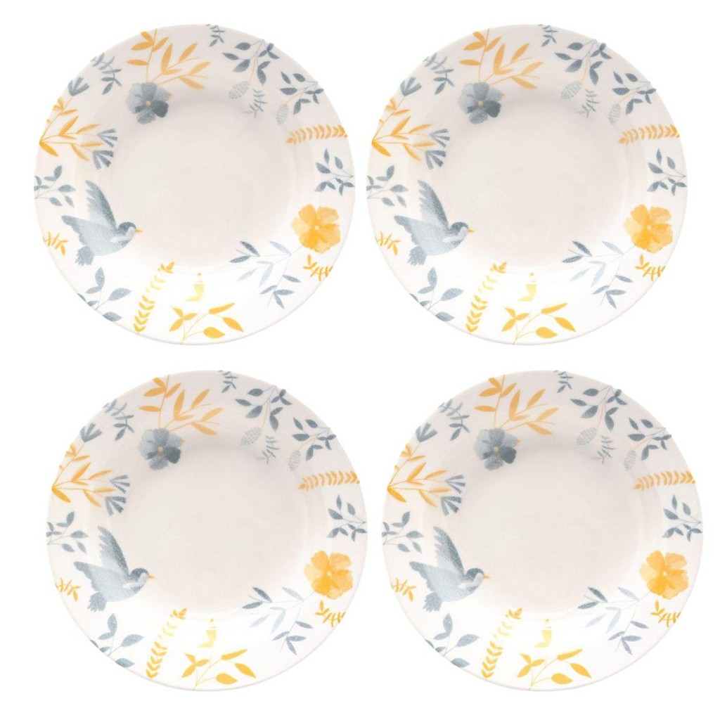 Jogo de 4 Pratos Fundos 21,5 Cm Donna Bem-te-vi em Oferta na Shopee