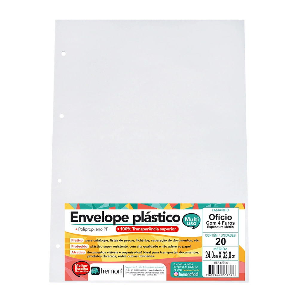 Saco Plástico A4 Chies 4 Furos com 20 Unidades - Stationery