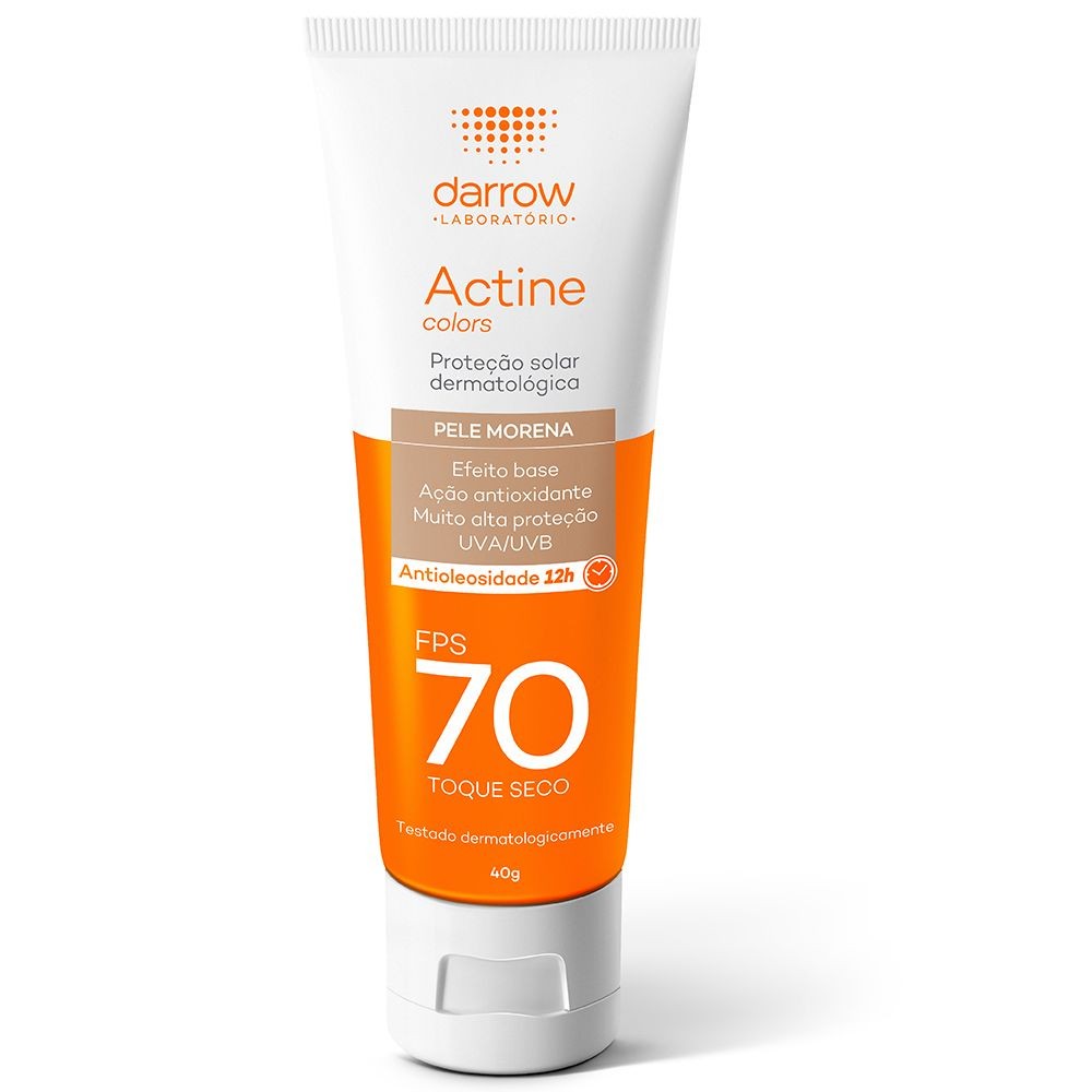 Protetor Solar Actine Colors Pele Morena FPS 70 Toque Seco 40g - Beauty