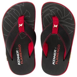 Chinelo Infantil Kenner Kivah Flamengo Kids - Preto e Vermelho