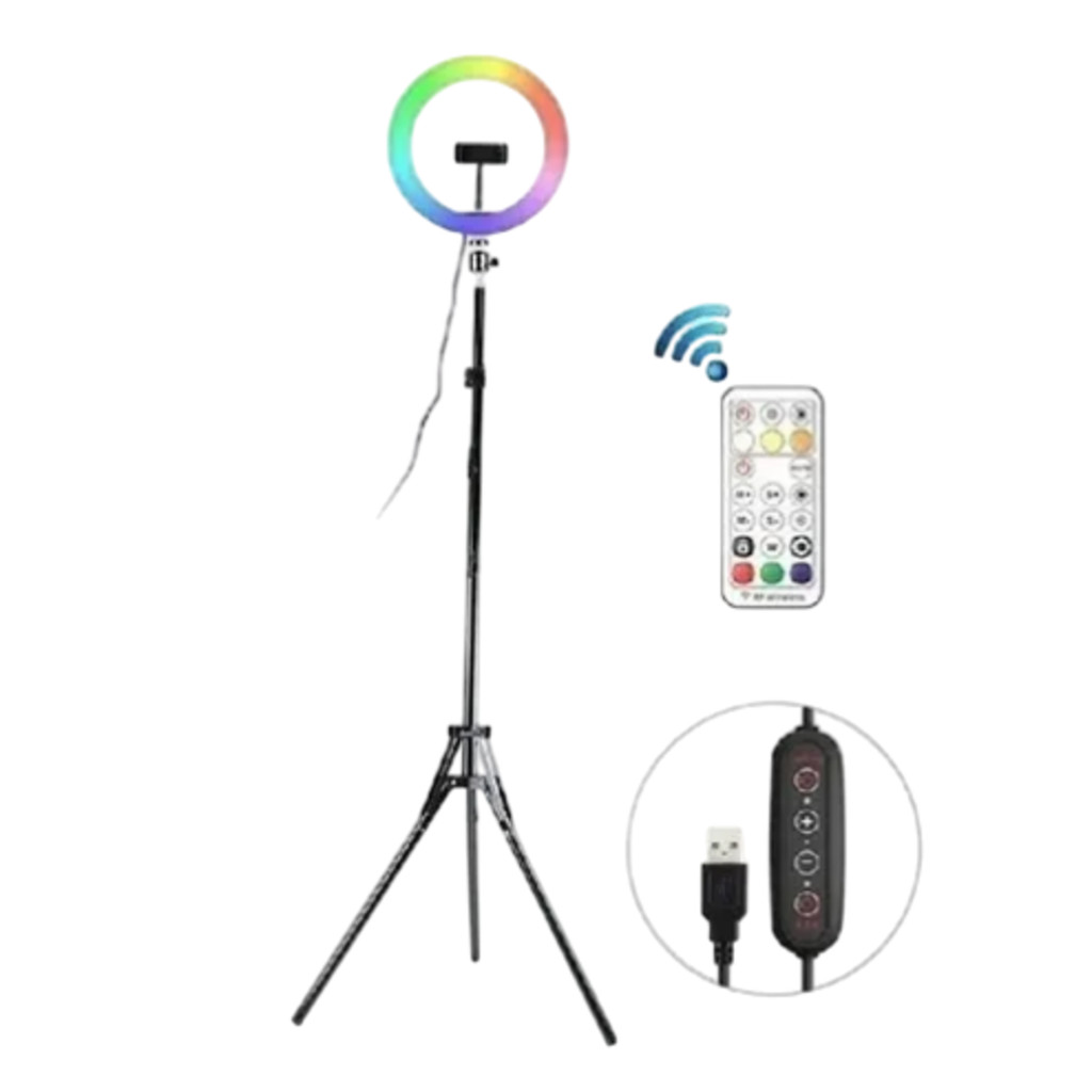 Ring Light 45CM 18inch RGB com Tripé 2m