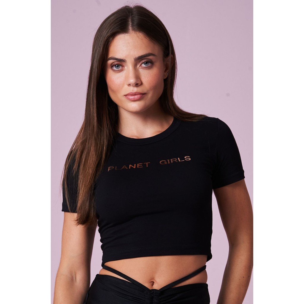 Blusa Cropped da Planet Girls Preto - Women Clothes