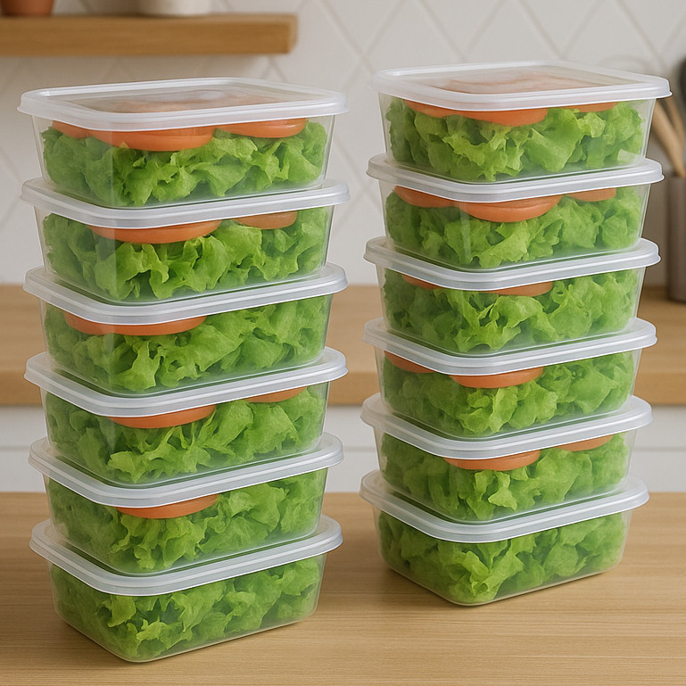 Kit Potes 800ML Marmitas Microondas Freezer Transparentes BPA Free Organizador Alimentos Plástico