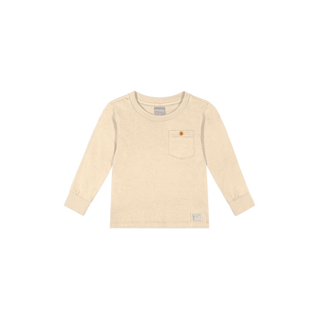 Camiseta Manga Longa Infantil Menino Lisa Colorittá Bege - Baby & Kids Fashion