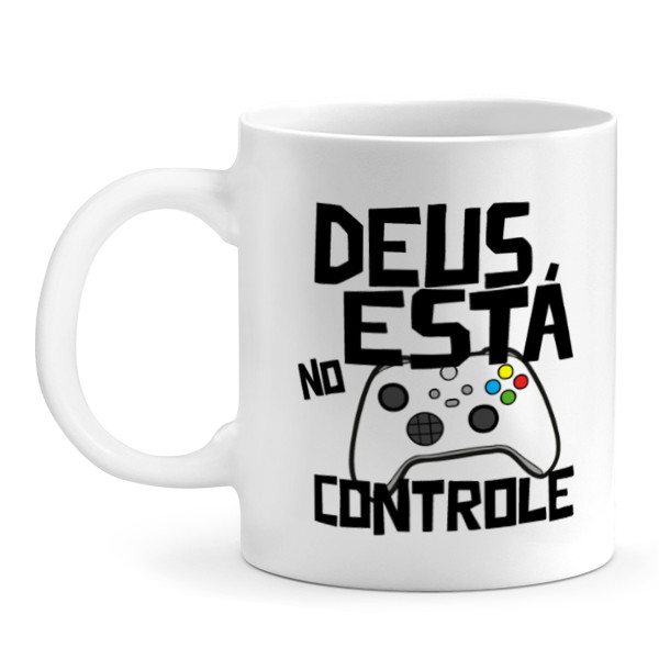 Caneca Personalizada Gamer Deus Está no Controle (escolha o controle na caneca), PS5 Play5 Xbox Snes