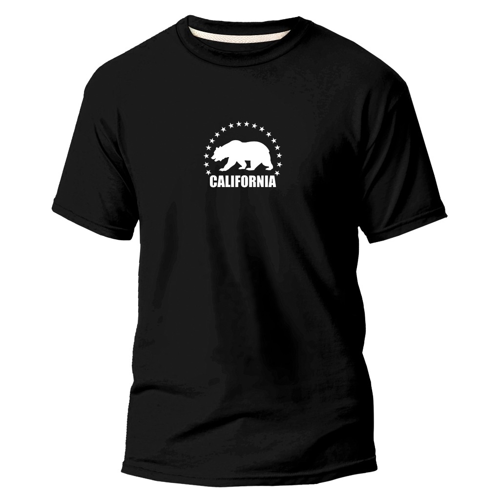Camiseta Masculina Blusa Feminina Camisa Unissex Estampa Urso Califórnia Estampado De Algodão Califa
