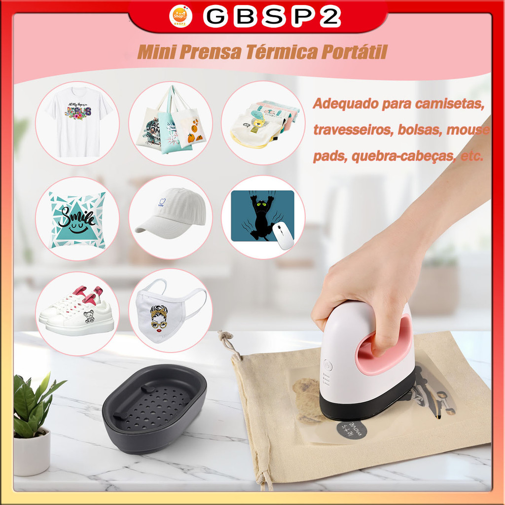 Mini Prensa Térmica Portátil Simples Máquina De Engomar Para Estampar Camisetas Almofadas, bolsas, mouse pads 110V/220V