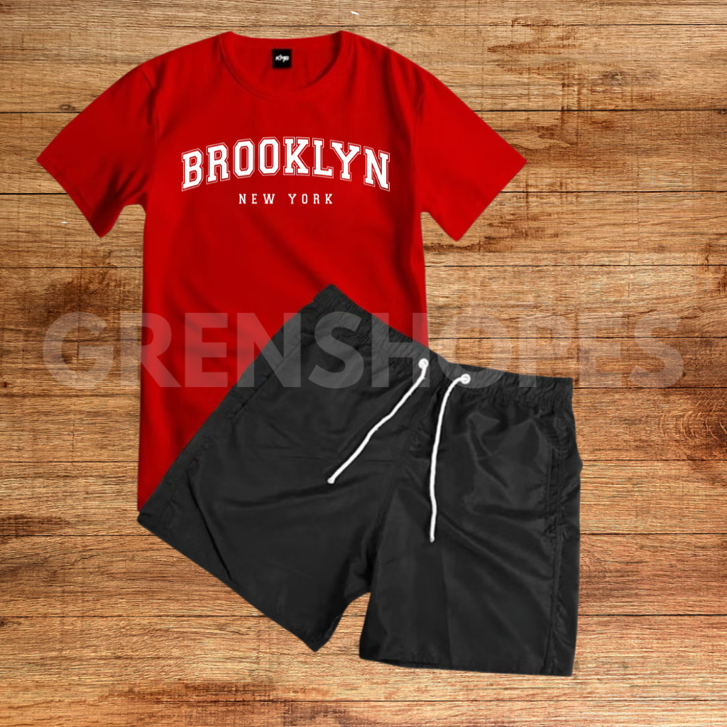 Conjunto Kit Camiseta E Bermuda Tectel Estampa Brooklyn Camisa Masculina Top