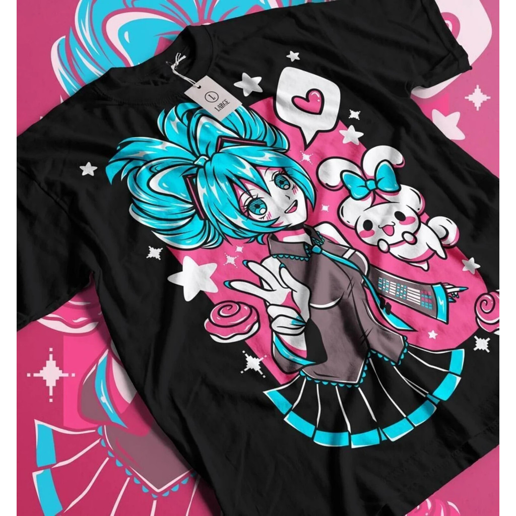 2026 Camiseta Unissex Feminino Algodão Premium Vocaloid Hatsune Miku Casual Envio Imediato em Oferta na Shopee
