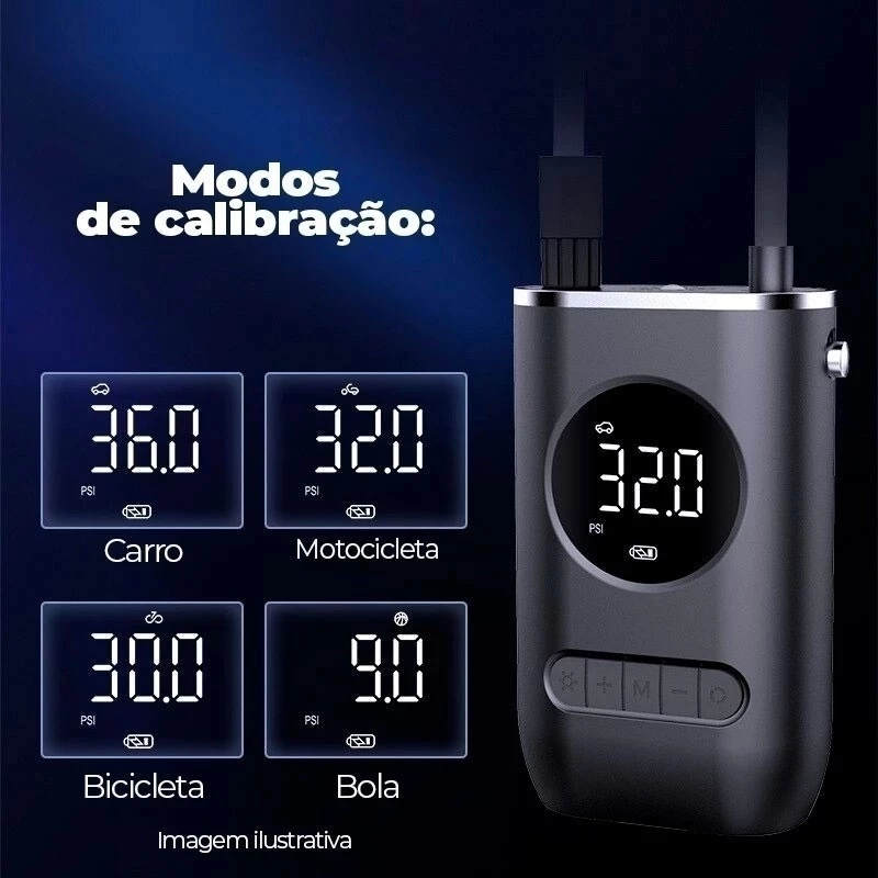 Mini Compressor de Ar Portátil Digital Recarregável USB para Pneu — foto 4