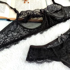 Conjunto Lingerie Rebeca Novo Semi-Transparente Super Sexy Luxo CJRSTP005