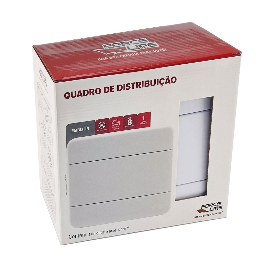 Quadro de Distribuição Embutir 8 Disjuntores DIN – ForceLine