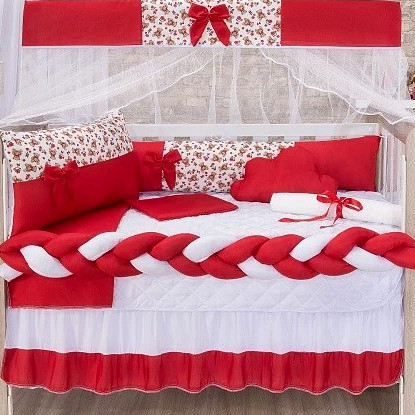 Kit Berço menina 11 Peças Imperial Padrão Americano Com Trança em Oferta na Shopee
