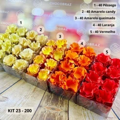 Kit 200 Forminhas de Doces Festa 5 Cores Vermelho + Am Queimado + Laranja + Pessego + Amarelo Candy (CHOCO)