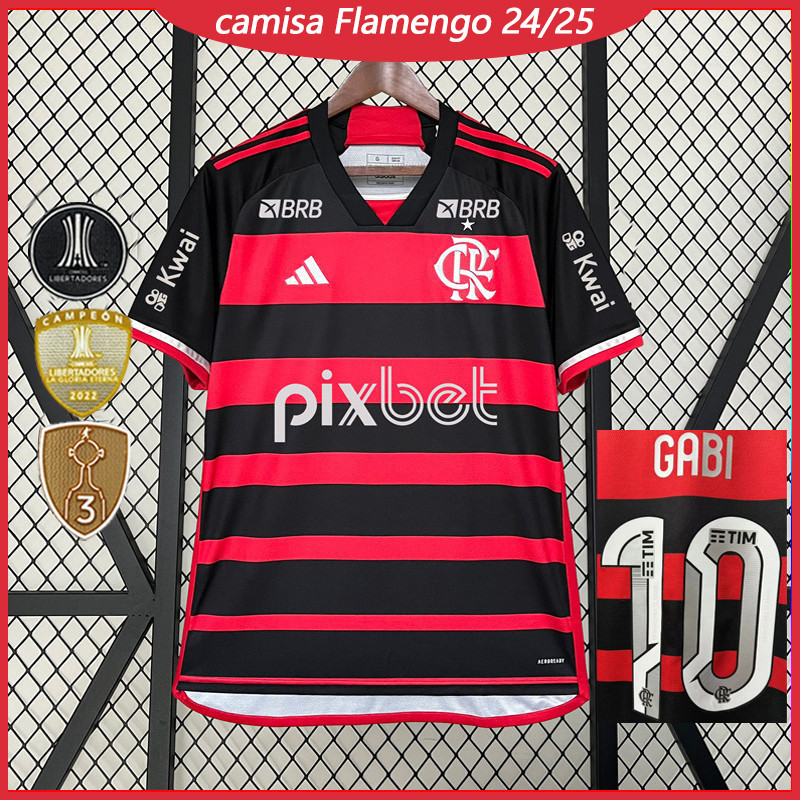 2024/2025 Camisa do Flem Home Jersey Vermelha e Preta 24/25 F-O Masculina