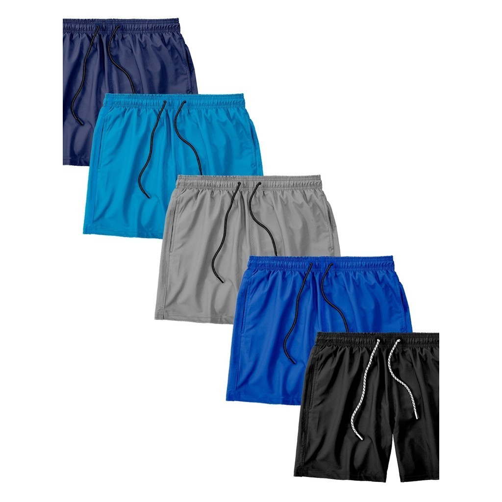 KIT 5 Shorts Praia Coloridos Treino Básico liso em Tactel Elastano03 em Oferta na Shopee