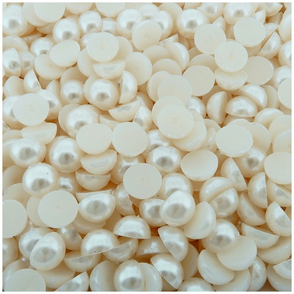 Meia Pérola Redonda ABS Creme 12mm 100 Peças - Bijuterias Artesanato Atacado