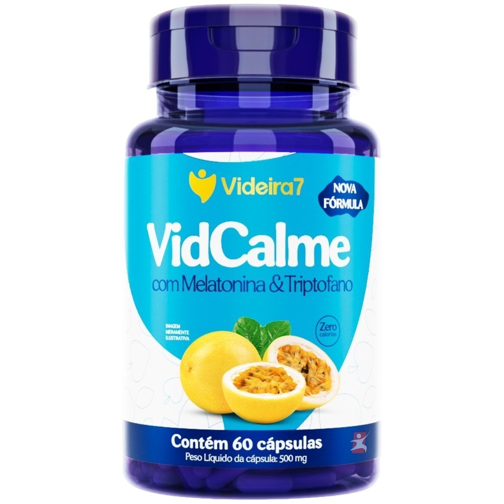VIDCALME POLPA DE MARACUJÁ MELATONINA TRIPTOFANO COLINA VITAMINAS E MINERAIS 60 CÁPSULAS – VIDEIRA7 em Oferta na Shopee