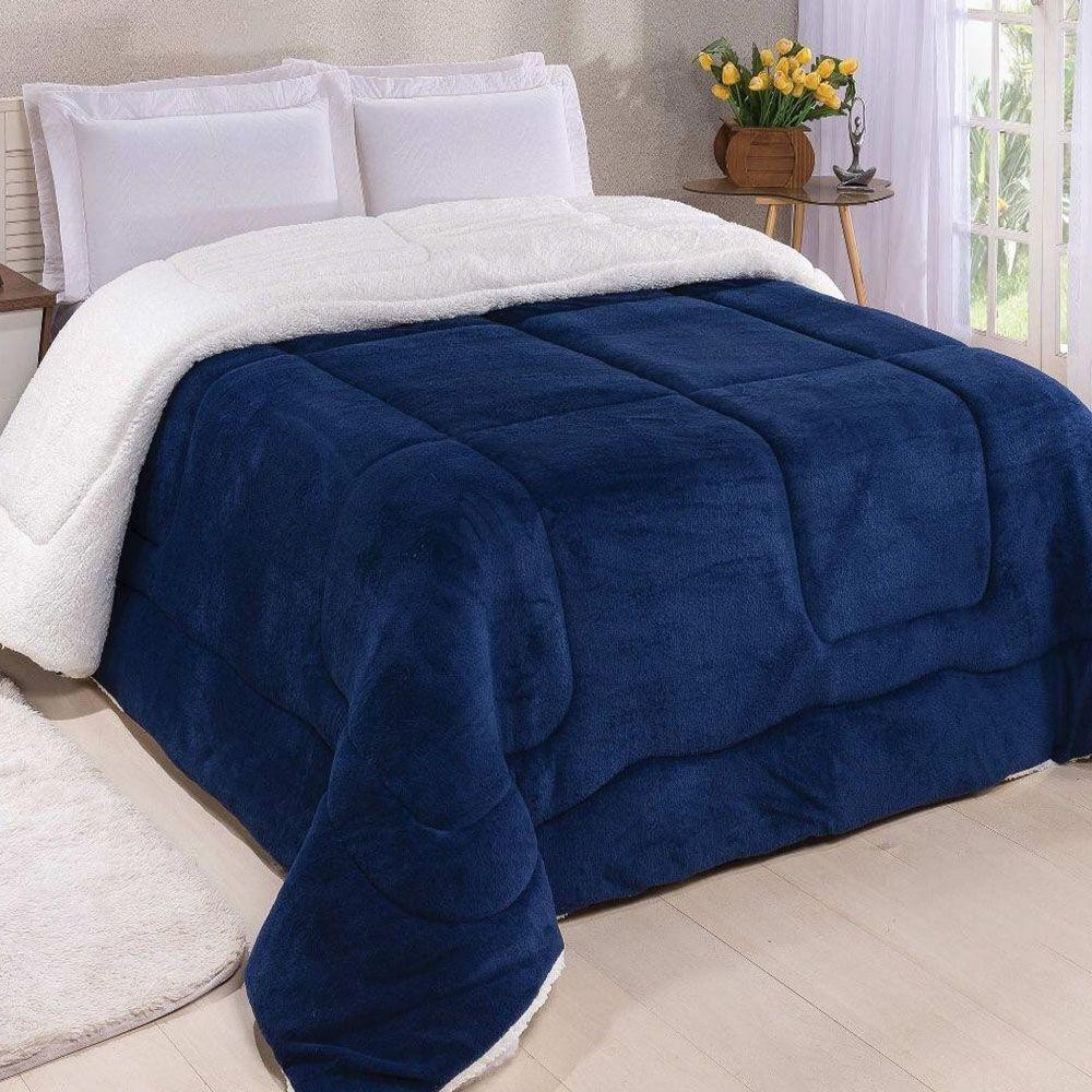 Coberdrom Robust King Manta Sherpa 1 Peça Azul Marinho