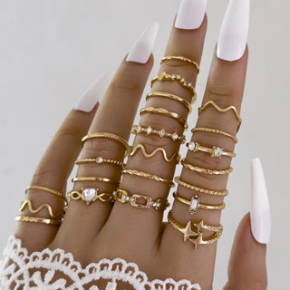Novo Estilo Estrela da Moda Multi-Joint Ring Set com Diamond e Luxo Transfronteiriço em Oferta na Shopee