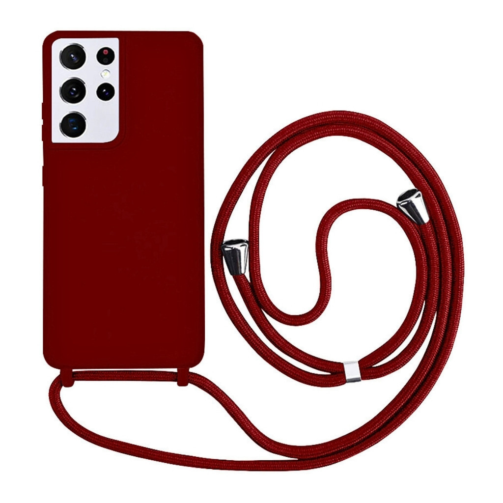 Capa Silicone com Alça Ajustável para Samsung S - Vermelho Dark