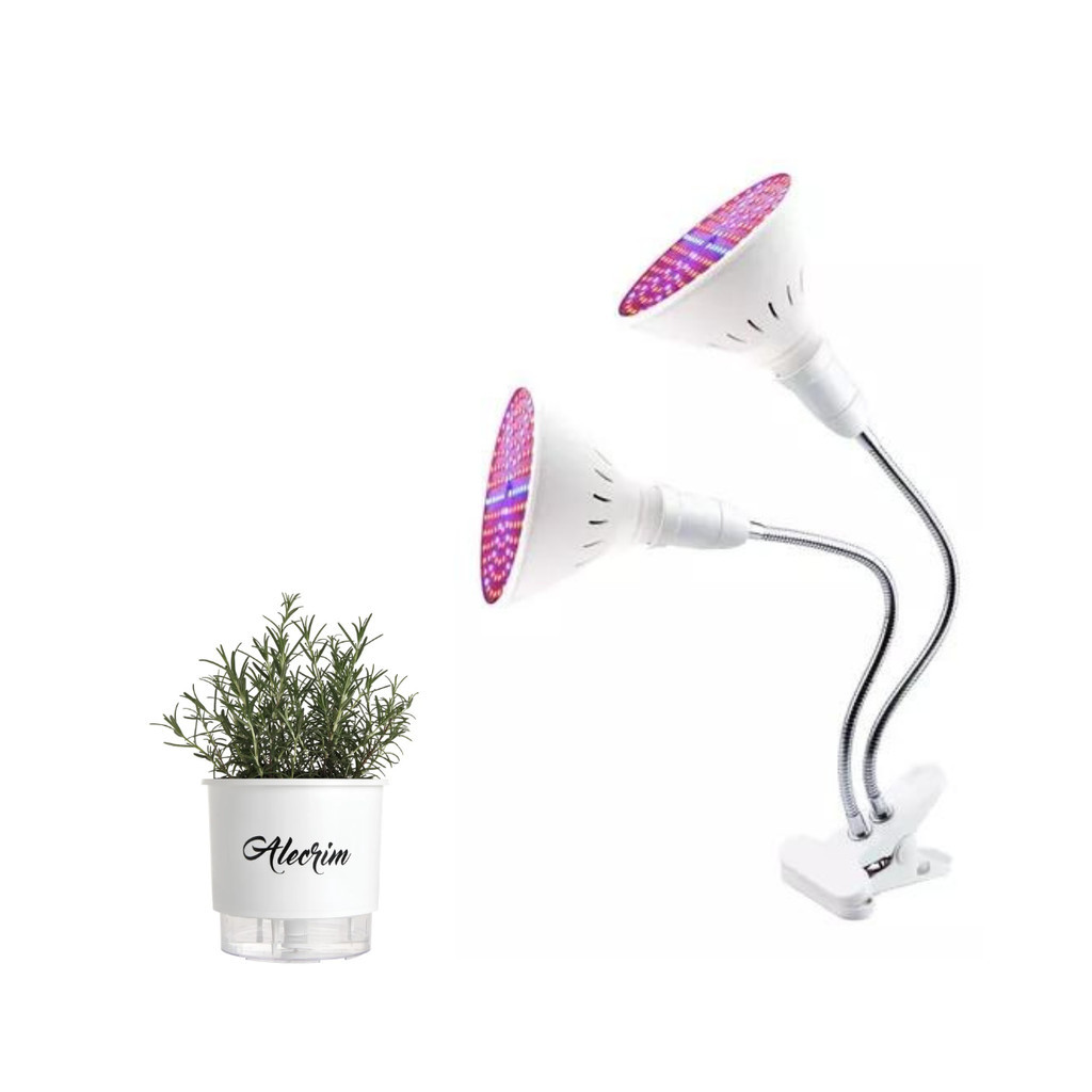 Led Grow Luminária 2 Bocais Com Lâmpada 5W Para Florescer Suas Plantinhas e Trazer De Volta a Eficácia Nelas