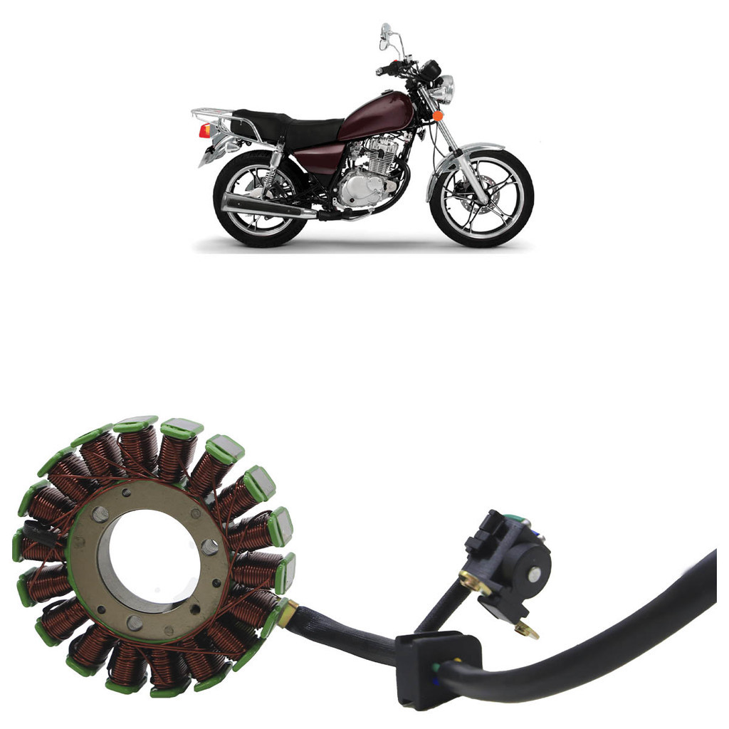 Estator Com Bobina de Pulso Intruder 125 Cargo 2002 2003 2004 2005 2006 2007 2008 2009 2010 2011