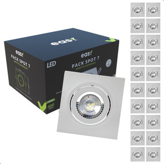 Kit 20 Spot Led 7W 6500K IP20 Embutir Quadrado Bivolt - Easy