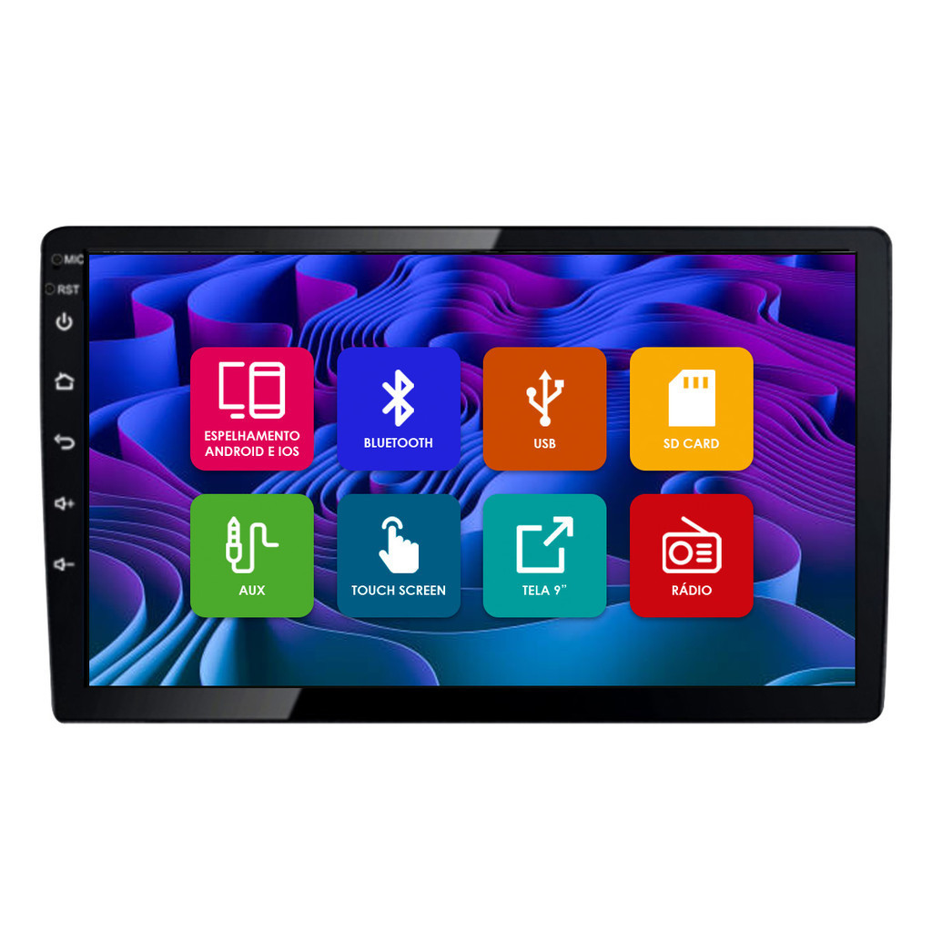 Central Multimidia 9 Pol Espelhamento Android Ios H-Tech HT-9001 2 Din Tela Flutuante Fundo 1 Din Bluetooth Usb Fm em Oferta na Shopee