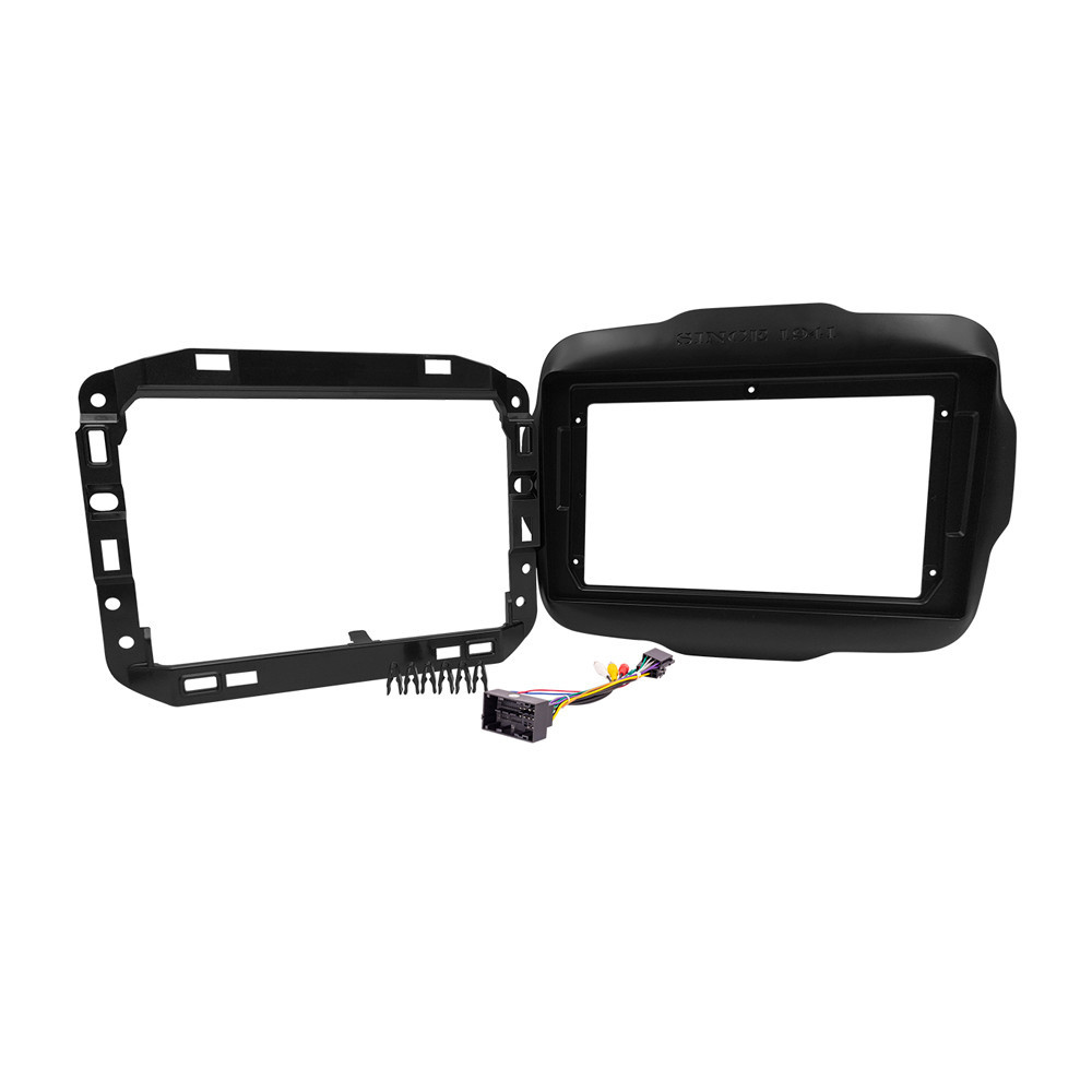 Kit Moldura Painel 9 Pol Jeep Renegade 2015 16 17 18 19 2020 2021 2022 2023 2 Din Preto Chicote Som em Oferta na Shopee