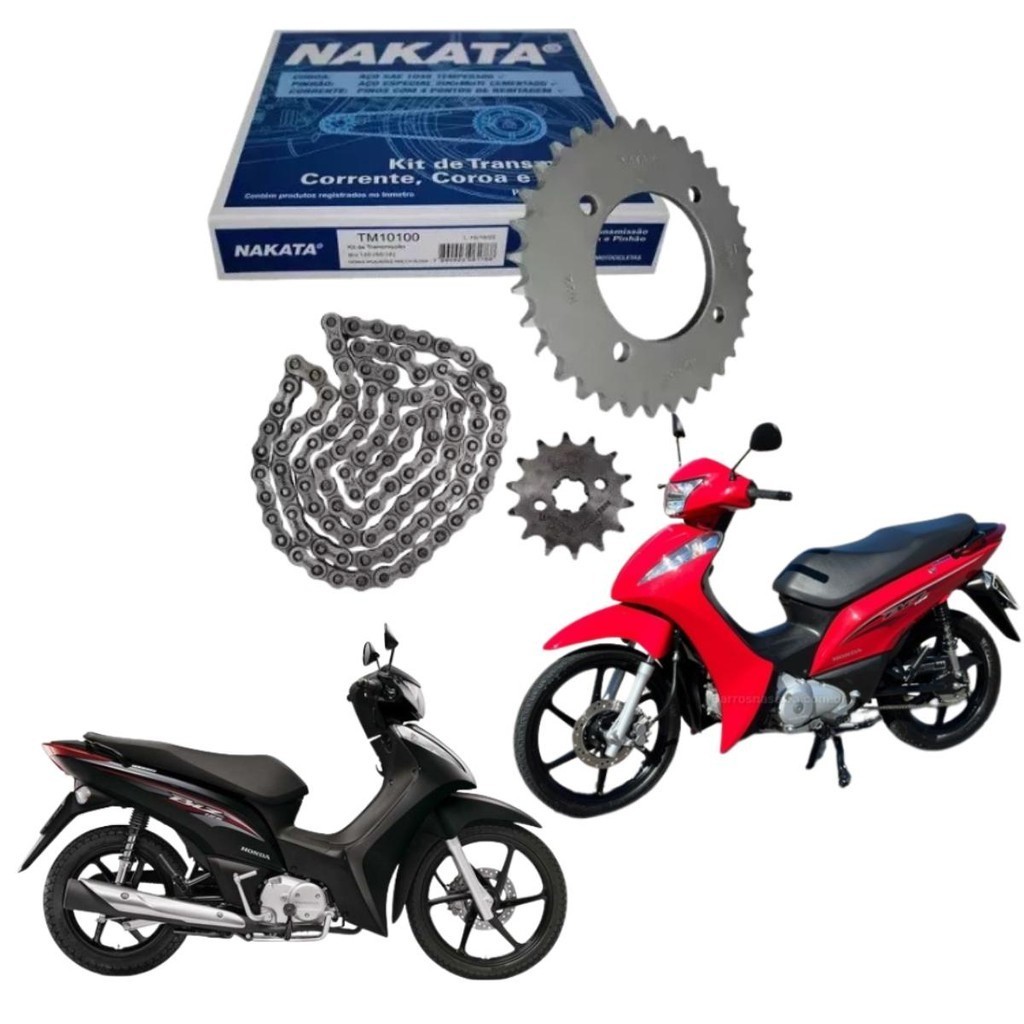 Kit Relação Transmissão Tração Andamento Biz 125 2005 à 2024 Original NAKATA