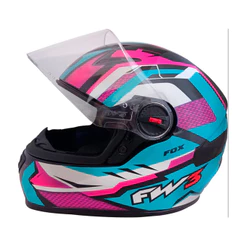 Capacete Moto Fechado GTN Fox Viseira Cristal Azul Tiffany Inmetro Tamanho 58 - FW3
