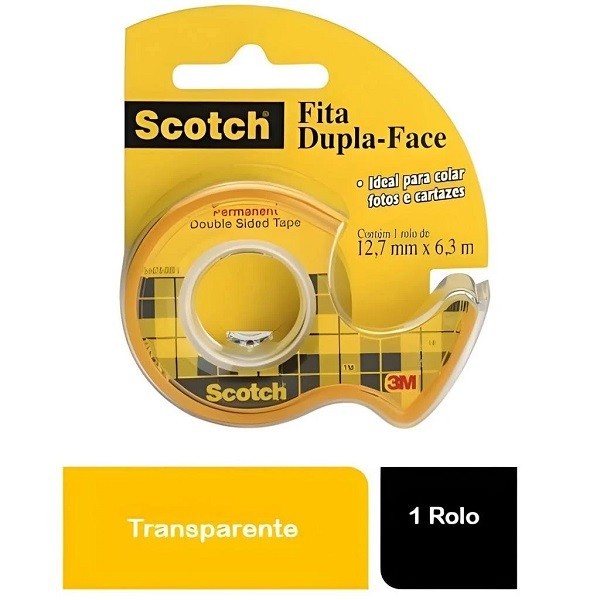 Fita Dupla Face SCOTCH 3M Dispensador 12,7MM X 6,3M em Oferta na Shopee