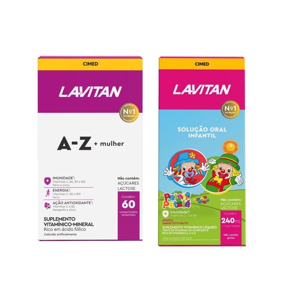 Kit Suplemento Alimentar Lavitan Mulher AZ + Lavitan Kids Oral Tutti Frutti