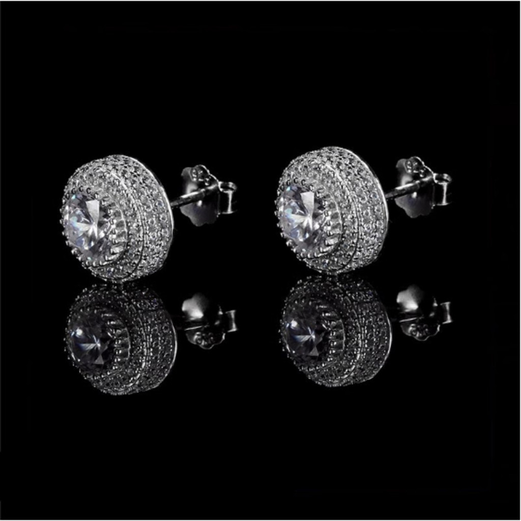 Luxo Punk 2021 Trend Jewellery Brincos para mulheres Iced Out Zircon Hip Hop Masculino Piercings Brincos de piercings redondos dourados