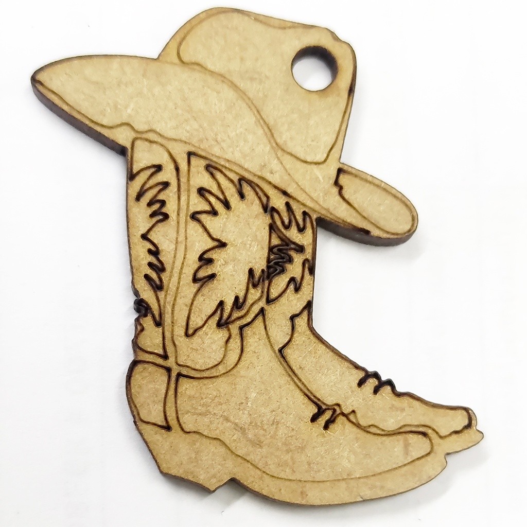 50 Apliques Botas Chapeu Furado 5x3,5cm Mdf Cru Artesanato Kit