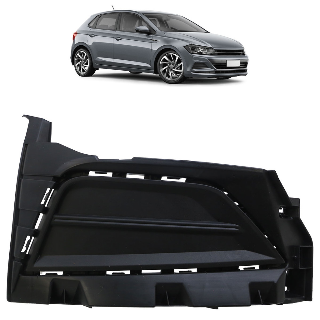 Moldura Grade Milha Polo 2018 2019 2020 2021 Sem Furo Preto