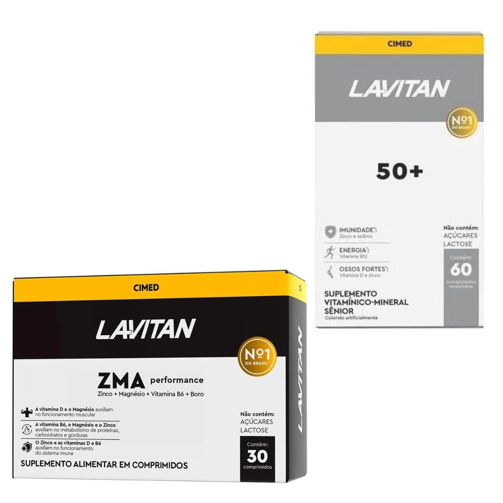 Kit Homem Lavitan 50+ Sênior 60 Comprimidos + Lavitan Zma Performance 30 Cápsulas - Cimed