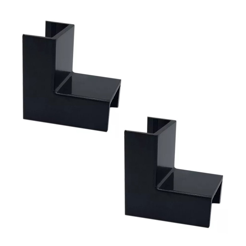 Kit 2 Conexão Curva Cotovelo Interno Preto Canaleta 20x10mm