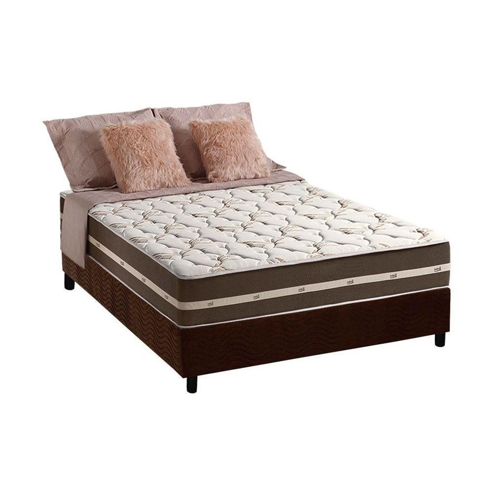 Cama Box Casal: Colchão Molas Anjos Superlastic Classic + Base CRC Suede Brown(138x188) - Home & Living