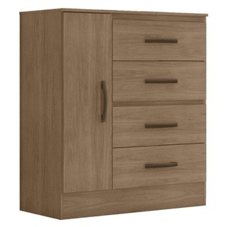 Cômoda Lite 4 Gavetas 01 Porta Carvalho Oak - Móveis Leão em Oferta na Shopee
