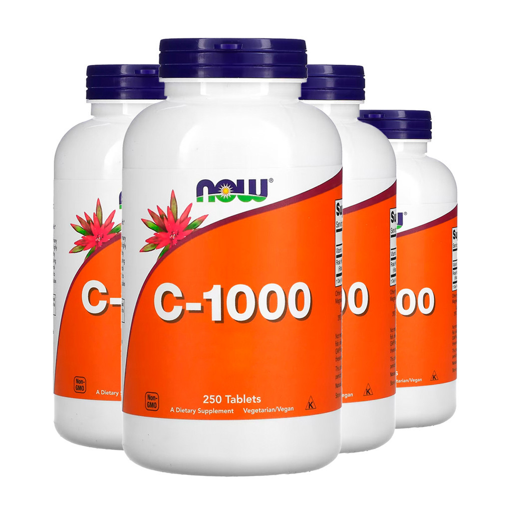 Kit 4x Vitamina C 1000mg+R. Mosqueta Now Foods 250tab Importado /Made in Usa