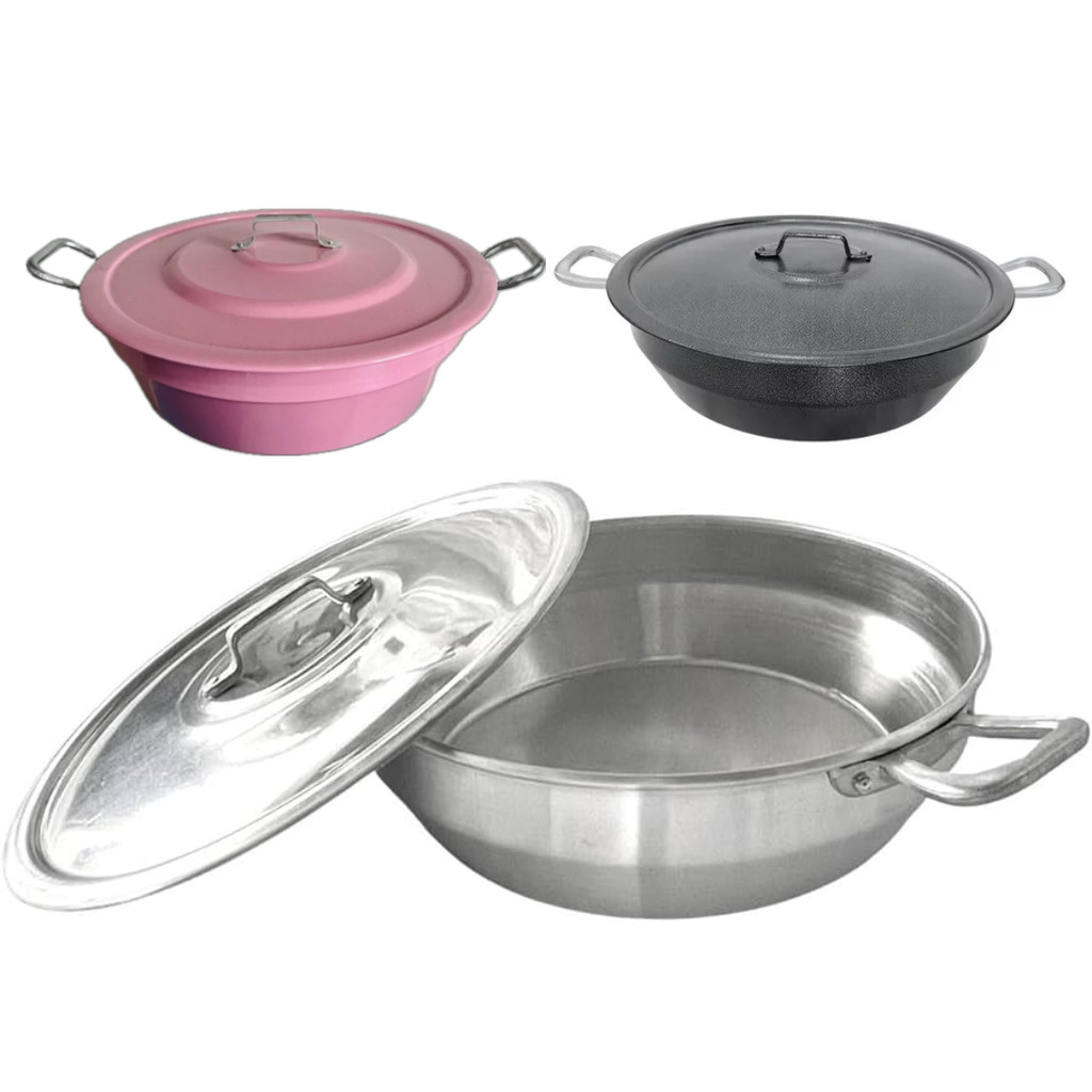 Panela Tacho 26cm 4,5 litros C/ tampa Craqueado, Polido e Rosa Em Alumínio Grosso em Oferta na Shopee