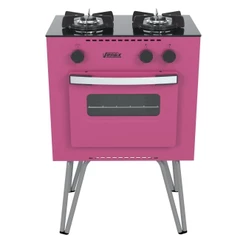 Fogão Portátil 2 Bocas Venax Mini Cook Mesa de Vidro Rosa