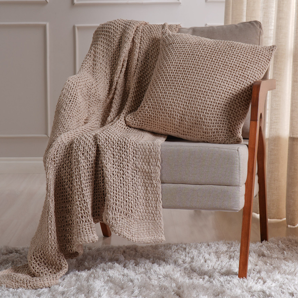 Manta Para Cama e Sofá Atacama Em Tricô 1,20m x 1,50m 100% Algodão - Home & Living