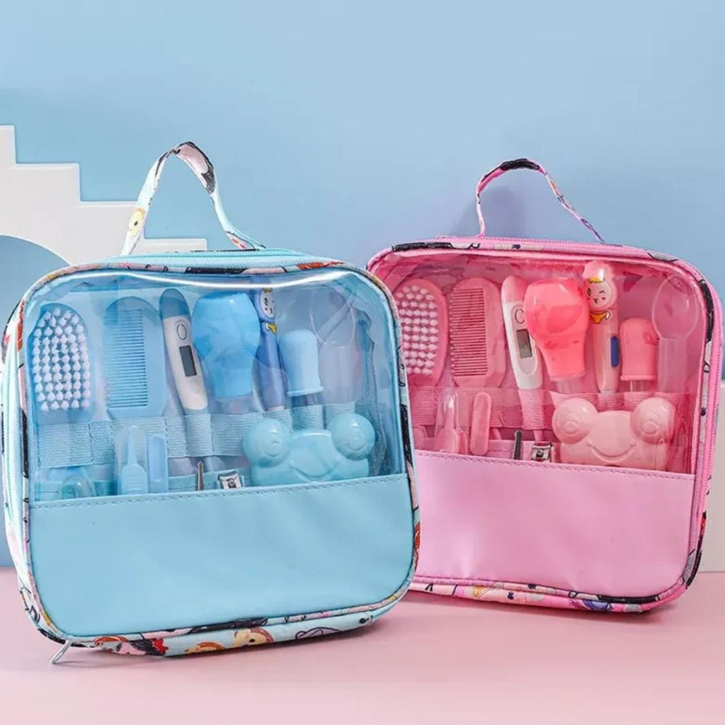 Kit Higiene Cuidados Saúde Bebê Recém Nascido 13pc Azul Rosa Segurança