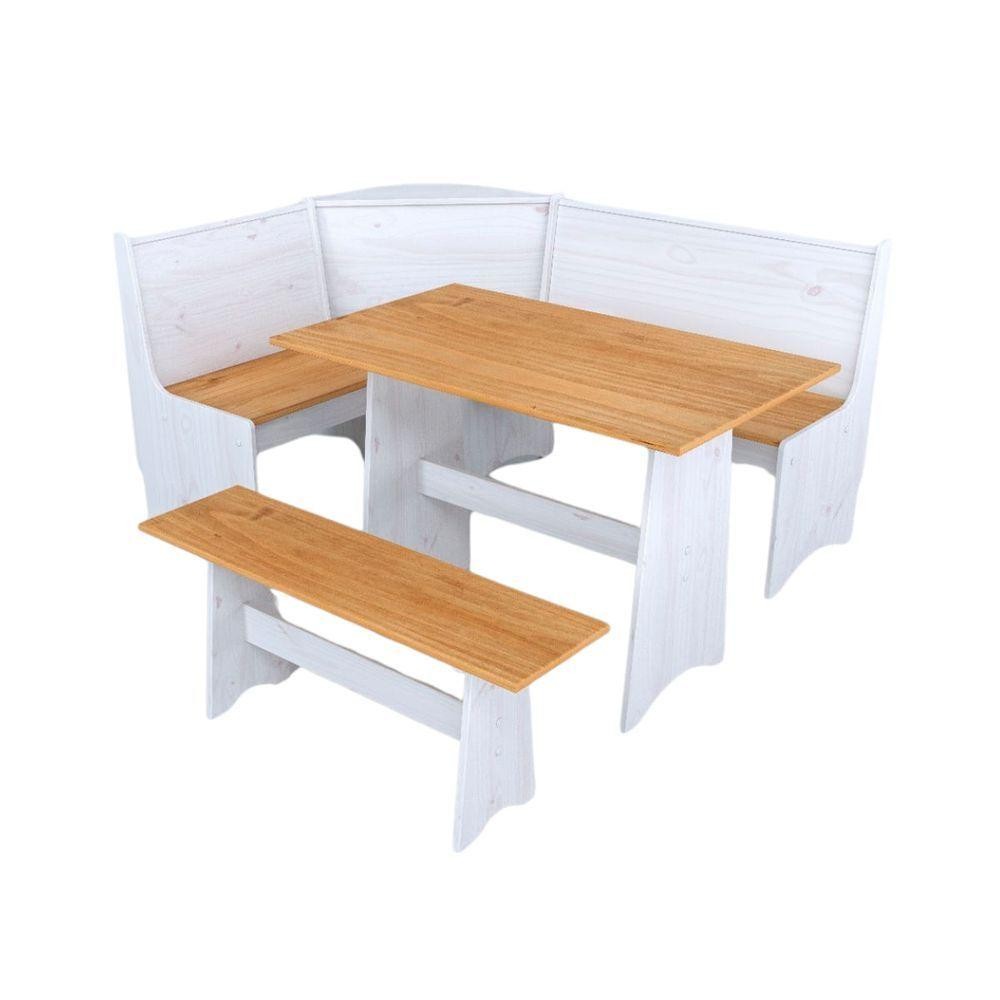 Conjunto Canto Alemão Em Madeira Maciça Branco Natural Elliottiis em Oferta na Shopee